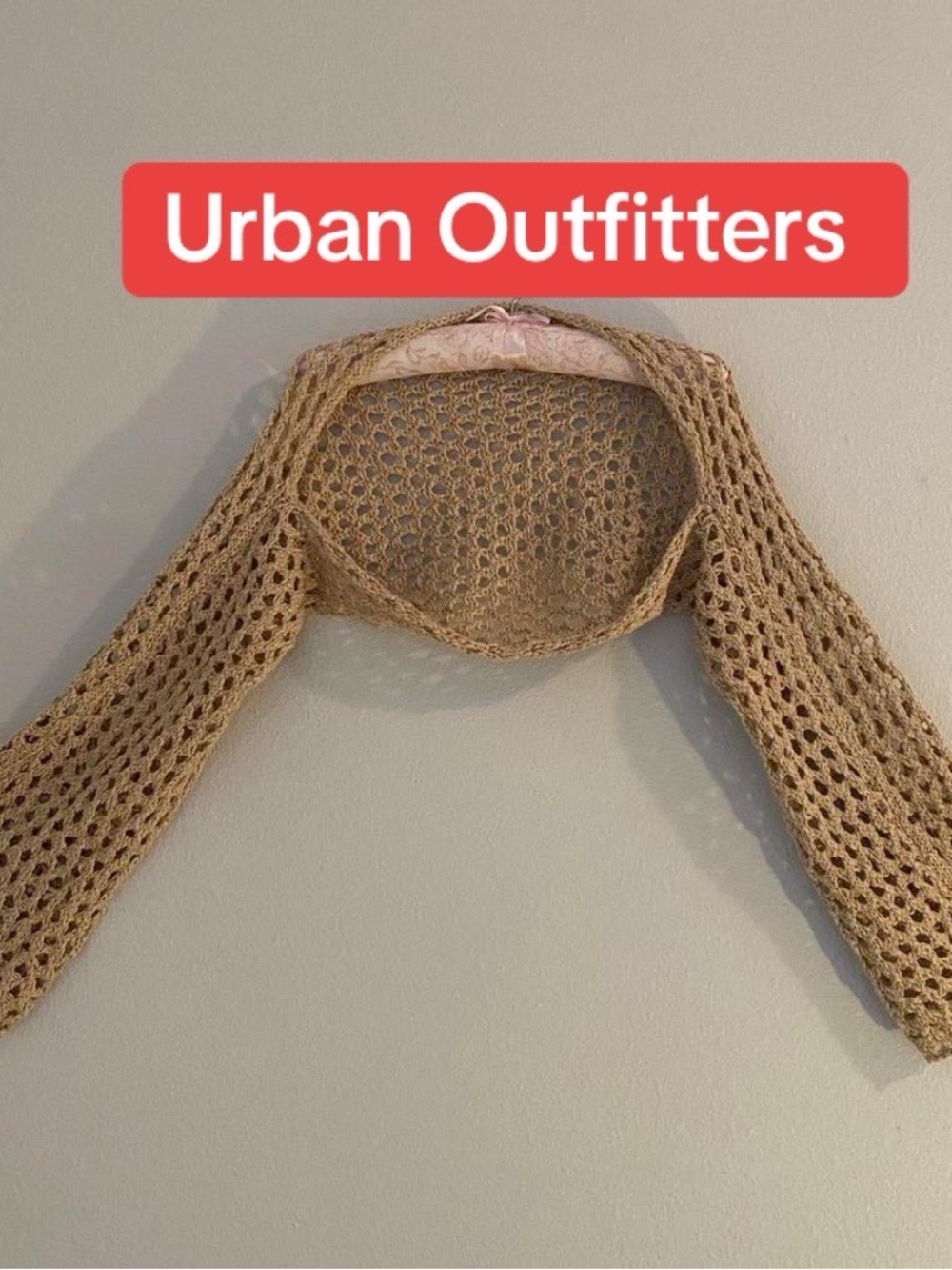 Urban outfitters brand Full Tilt Crochet Open-Weave Shrug in Beige